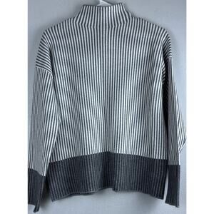Rachael Zoe NWOT Sz M Striped LS Funnel Neck Drop Shldr Gray Dk Gray Btm
